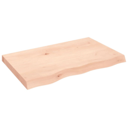 vidaXL 80 x 50 x 6cm Solid Oak Wooden Wall Shelf - Size: 6 x 80 x 50cm - Brown - Wilko - thumbnail 1