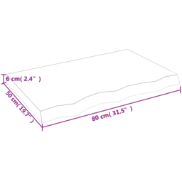 vidaXL 80 x 50 x 6cm Solid Oak Wooden Wall Shelf - Size: 6 x 80 x 50cm - Brown - Wilko - thumbnail 6