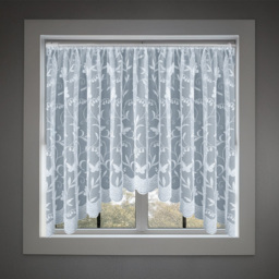 Tyrone Textiles Hawaii Jardiniere Trailing Leaf and Butterfly Pocket Header Net Curtain 254 x 91cm - White - Wilko