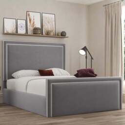 DS Living Verona Double Plush Grey Piping Ottoman Bed - Wilko - thumbnail 1
