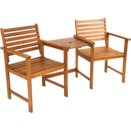 Charles Bentley 2 Seater Acacia Wooden Companion Seat - Brown - Wilko - thumbnail 3
