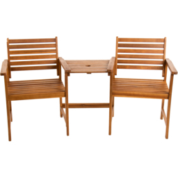 Charles Bentley 2 Seater Acacia Wooden Companion Seat - Brown - Wilko - thumbnail 4