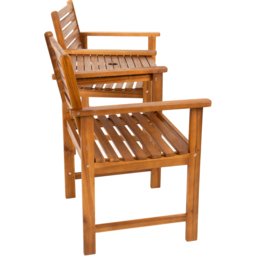 Charles Bentley 2 Seater Acacia Wooden Companion Seat - Brown - Wilko - thumbnail 5