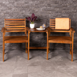 Charles Bentley 2 Seater Acacia Wooden Companion Seat - Brown - Wilko - thumbnail 1