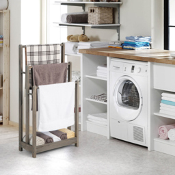 Costway 3 Tier Grey Wood Freestanding Towel Rack with Shelf - Size: 94 x 34 x 6cm - Wilko - thumbnail 3
