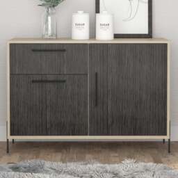 Core Products Harvard 2 Doors Single Drawer Grey Oak Small Sideboard - Size: 39 x 101 x 70cm - Brown - Wilko