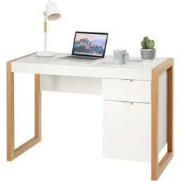Costway Wooden Computer Desk with Drawer and Cabinet - Size: 119 x 59 x 21cm - White - Wilko - thumbnail 3