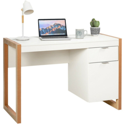 Costway Wooden Computer Desk with Drawer and Cabinet - Size: 119 x 59 x 21cm - White - Wilko - thumbnail 4