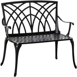 Outsunny 2 Seater Black Decorative Aluminium Loveseat Bench - Wilko - thumbnail 3