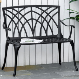 Outsunny 2 Seater Black Decorative Aluminium Loveseat Bench - Wilko - thumbnail 1