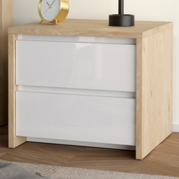Florence Next 2 Drawer Jackson Hickory White High Gloss Nightstand - Multi - Furniture To Go - Wilko - thumbnail 1