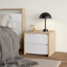 Florence Next 2 Drawer Jackson Hickory White High Gloss Nightstand - Multi - Furniture To Go - Wilko - thumbnail 6