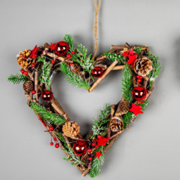 Shatchi Warm White LED Twig Hanging Heart Shape Wreath Red 35cm - Size: 35 x 3.5 x 2cm - Wilko - thumbnail 3