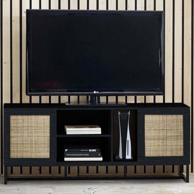 Julian Bowen Padstow 2 Door 2 Shelf Black TV Unit - Size: 40 x 150 x 60cm - Wilko - image 1