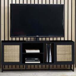 Julian Bowen Padstow 2 Door 2 Shelf Black TV Unit - Size: 40 x 150 x 60cm - Wilko - thumbnail 1