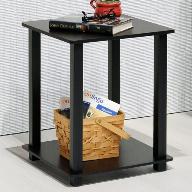 Walplus Simplistic Espresso and Black End Table Set of 2 - Size: 49.78 x 39.62 x 39.62cm - Wilko - image 1