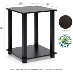 Walplus Simplistic Espresso and Black End Table Set of 2 - Size: 49.78 x 39.62 x 39.62cm - Wilko - thumbnail 5