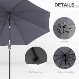 Outsunny Charcoal Grey Crank and Tilt Parasol 2.7m - Size: 3m - Wilko - thumbnail 7