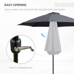 Outsunny Charcoal Grey Crank and Tilt Parasol 2.7m - Size: 3m - Wilko - thumbnail 5