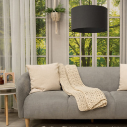 ValueLights Reni Charcoal Fabric Medium Drum Shade - Size: 35 x 20 x 35cm - Grey - Wilko - thumbnail 6