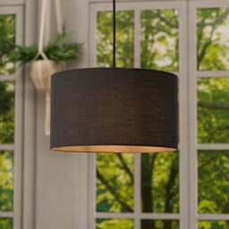 ValueLights Reni Charcoal Fabric Medium Drum Shade - Size: 35 x 20 x 35cm - Grey - Wilko - thumbnail 3