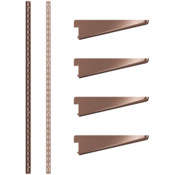 Rothley Antique Copper Twin Slot Shelving Kit 8.5 inch Brackets and 48 inch Uprights - Size: 135 x 7 x 11cm - Gold - Wilko