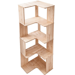 Living and Home 5 Shelf Natural Wooden L-Shaped Corner Bookshelf - Wilko - thumbnail 3