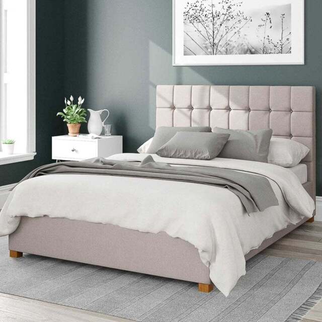 Aspire Sinatra Small Double Off White Eire Linen Ottoman Bed - Cream - Aspire Beds - Wilko - image 1