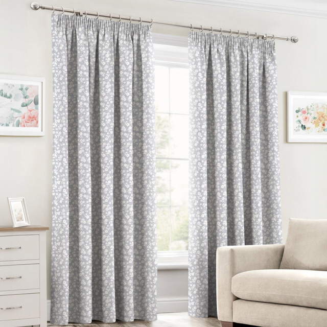 Velosso Maya Grey Curtain Pair 168 x 189cm - Size: W 168 x D 189cm - Wilko - image 1