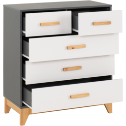 Seconique Cleveland 5 Drawer White and Grey Metal Effect Chest of Drawers - Wilko - thumbnail 4