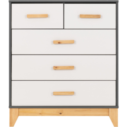 Seconique Cleveland 5 Drawer White and Grey Metal Effect Chest of Drawers - Wilko - thumbnail 5