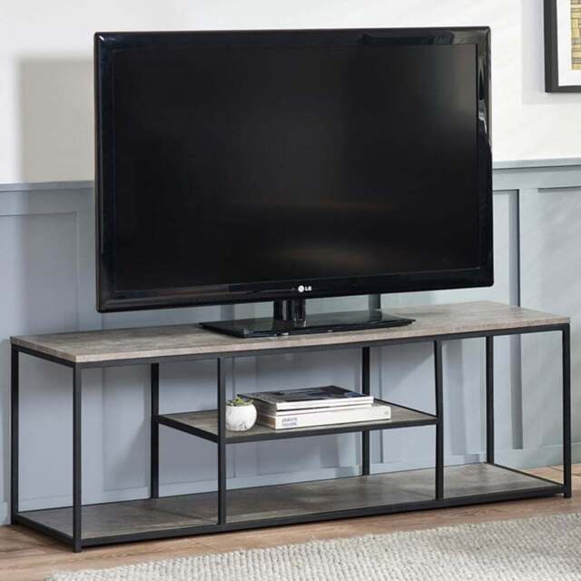 Julian Bowen Staten Single Shelf Concrete TV Unit - Size: 40 x 140 x 47cm - Black - Wilko - image 1
