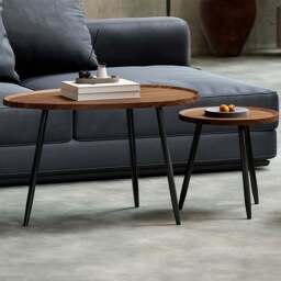 HOMCOM Chestnut Wood Effect Side Table Set of 2 - Size: 49 x 55 x 80cm - Brown - Wilko - thumbnail 1