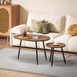 HOMCOM Chestnut Wood Effect Side Table Set of 2 - Size: 49 x 55 x 80cm - Brown - Wilko - thumbnail 5