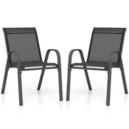 Costway Set of 2 Black Stackable Metal Dining Chairs with Armrest - Size: 69 x 69 x 11cm - Wilko - thumbnail 3