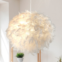 Lighting Collection White Feather Shade - Size: 33 x 50 x 50cm - Wilko - thumbnail 3