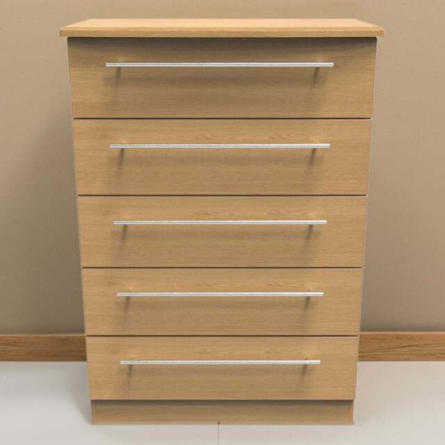 Crowndale Sherwood 5 Drawer Oak Chest of Drawers - Brown - Wilko - image 1