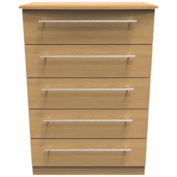 Crowndale Sherwood 5 Drawer Oak Chest of Drawers - Brown - Wilko - thumbnail 3