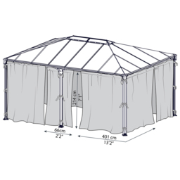 Palram Canopia 2.1 x 4.1m Rectangular Gazebo Curtain 4 Pack - Size: 0.1 x 465 x 217cm - Grey - Wilko - thumbnail 6