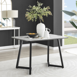 Furniturebox Copeland Cesano Marble Effect 4 Seater Dining Set White Grey and Black - Wilko - thumbnail 3