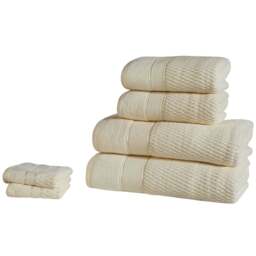 Rapport Home Royal Cream Velvet Woven Cotton Face Cloth - Size: 0.1 x 30 x 30cm - Wilko