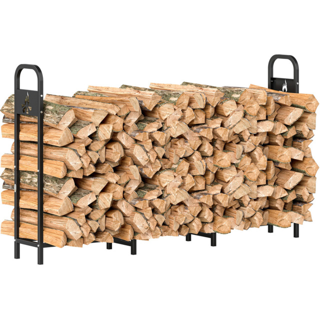 Outsunny Steel Firewood Log Holder 121 x 199 x 30cm - Black - Wilko - image 1