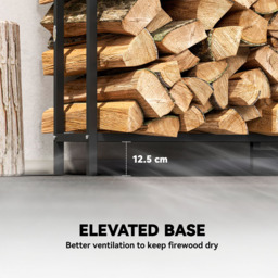 Outsunny Steel Firewood Log Holder 121 x 199 x 30cm - Black - Wilko - thumbnail 7