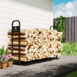 Outsunny Steel Firewood Log Holder 121 x 199 x 30cm - Black - Wilko - thumbnail 5