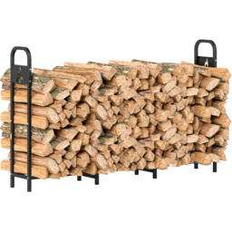 Outsunny Steel Firewood Log Holder 121 x 199 x 30cm - Black - Wilko - thumbnail 1