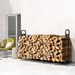 Outsunny Steel Firewood Log Holder 121 x 199 x 30cm - Black - Wilko - thumbnail 6