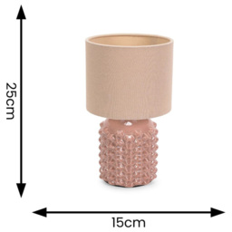ValueLights Asha Set of 2 Drum Shade Ceramic Tan Geometric LED Table Lamp - Size: 25.5 x 15 x 15cm - Cream - Wilko - thumbnail 5