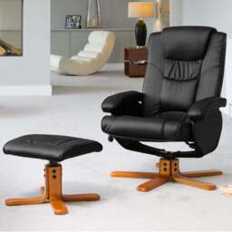 Artemis Home Severn Black Swivel Recliner Chair with Footstool - Size: Single - Wilko
