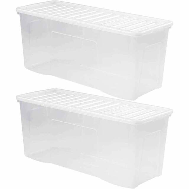 Wham 133L Crystal Storage Box with Lid 2 Pack - Wilko - image 1