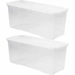 Wham 133L Crystal Storage Box with Lid 2 Pack - Wilko